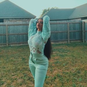 Mint green satin pants